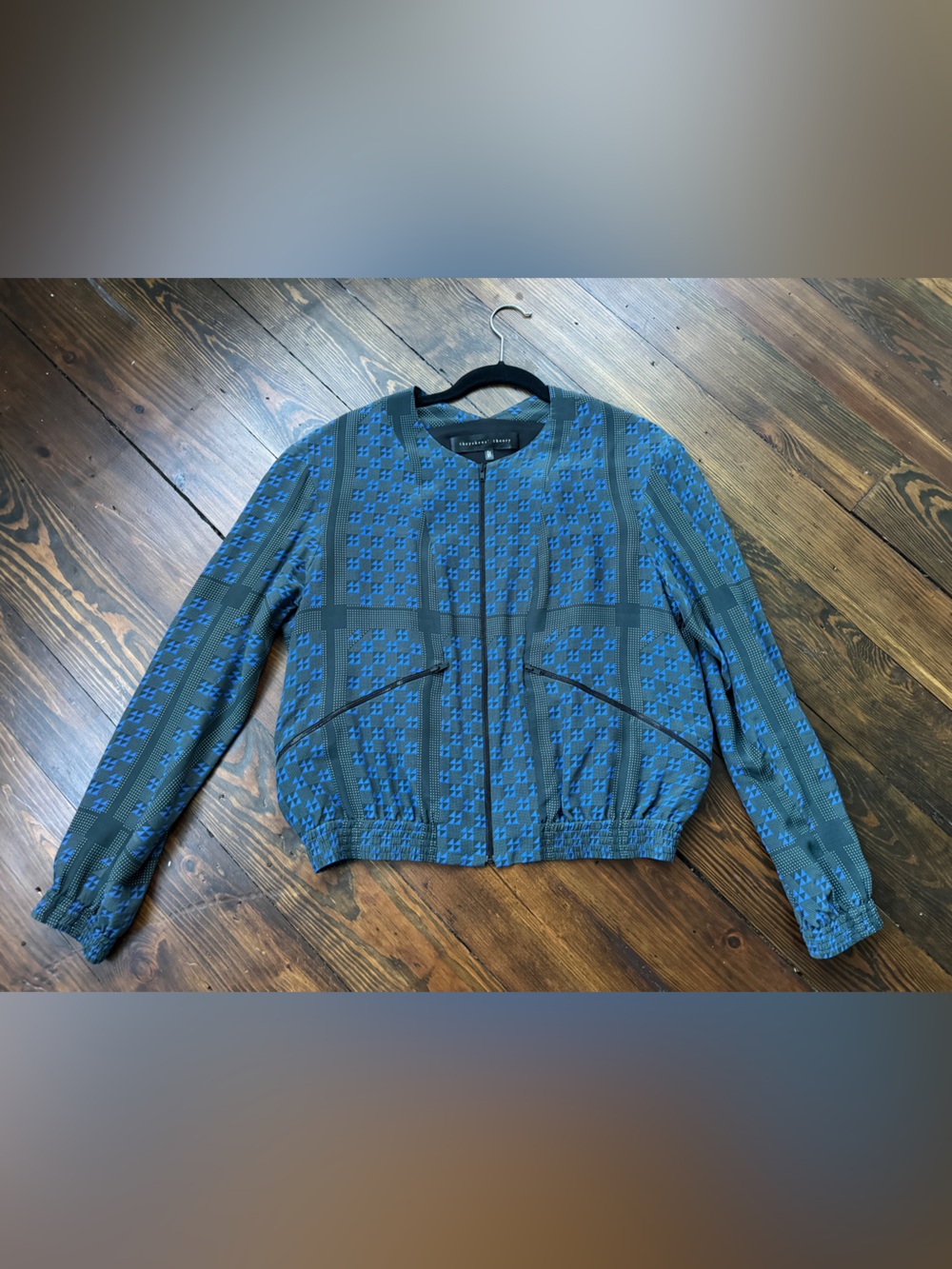 Theyskens' Theory Blue Patterned Zip-Front Sweatshirt